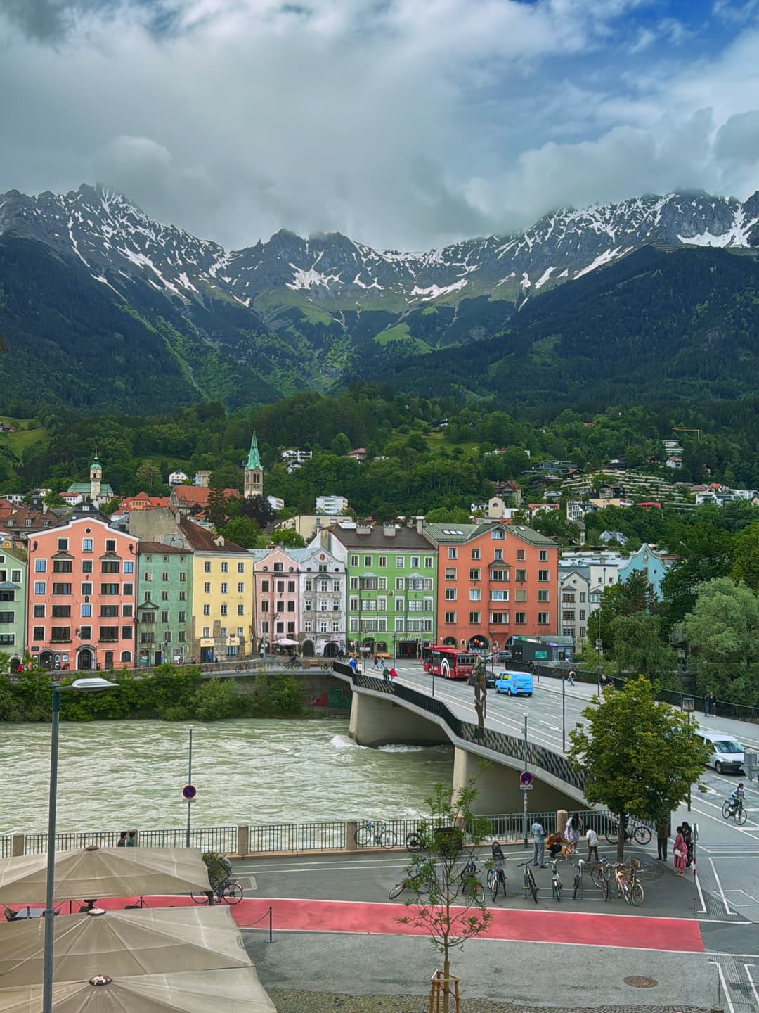 The Inn River overlooked by colorful buildings